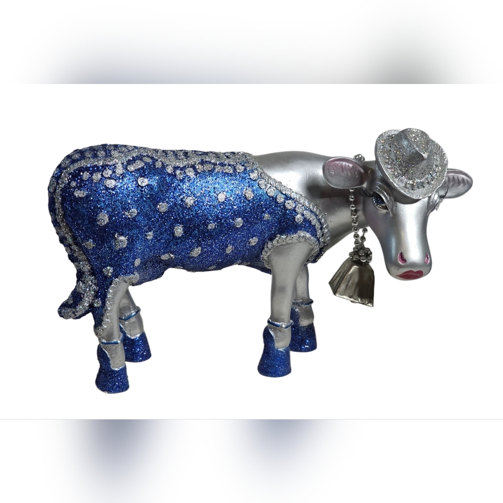 Enesco Treasured Bovines By Sisters Too Showgirl Large Cow Figurine Blue 888125